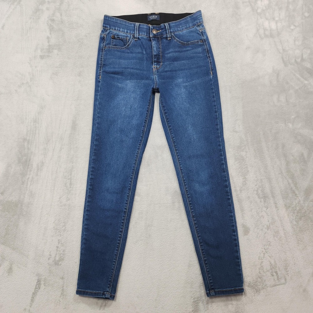 Curve Appeal Jeans Womens 4/27 Blue Mid Rise Skinny Medium Wash Stretch Denim